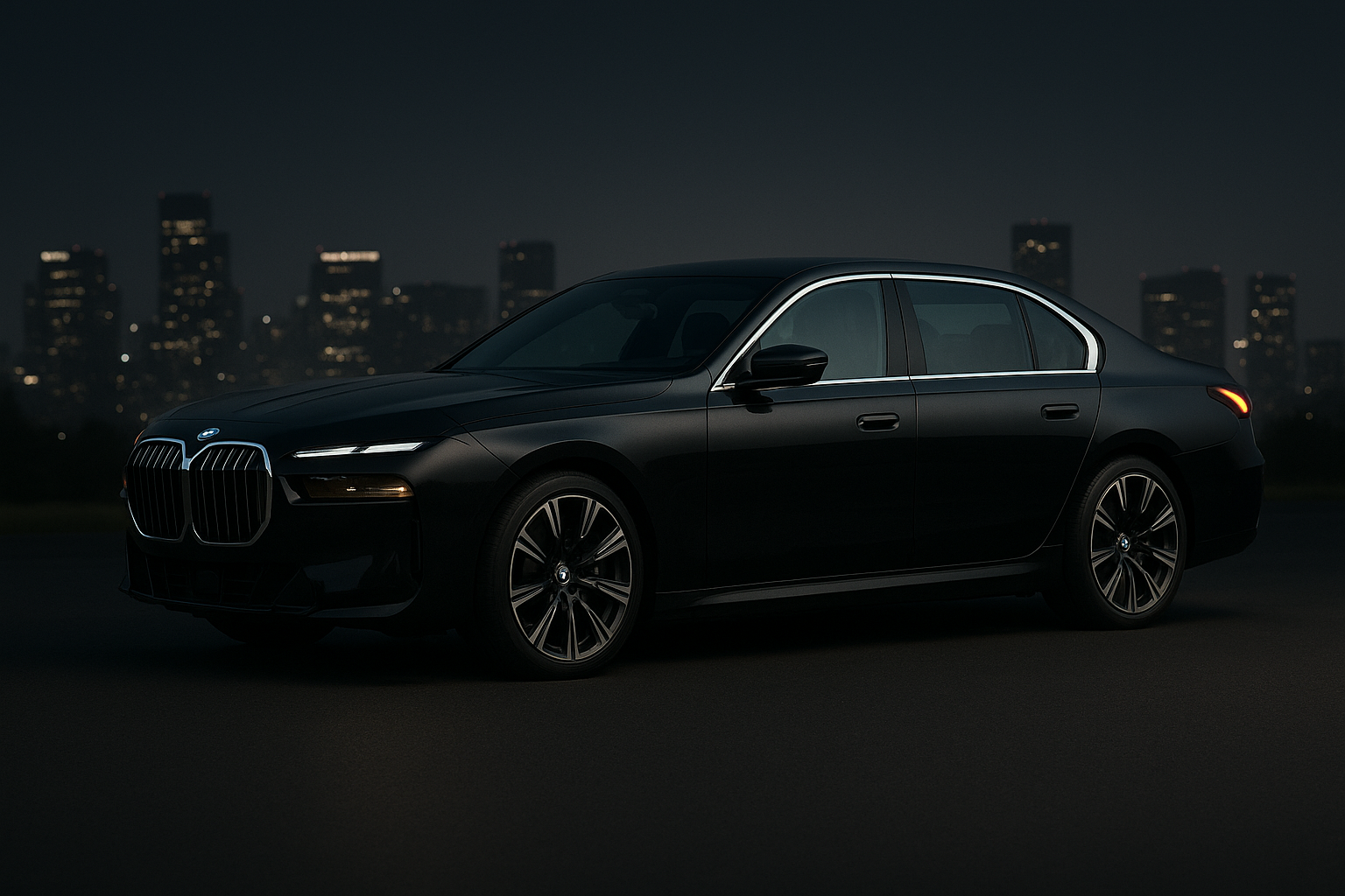 Luxurious BMW Under City Lights